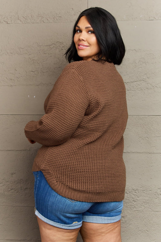 Breezy Days Plus Size High Low Waffle Knit Sweater - Sweaters - Shirts & Tops - 2 - 2024