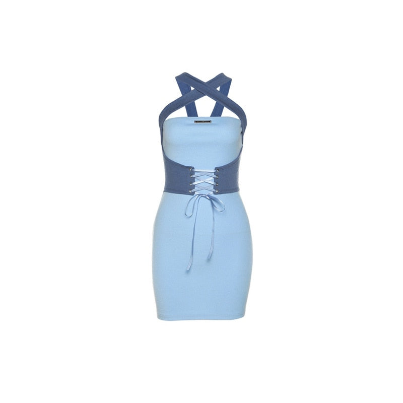 Lace Up Mini Dress - Blue / Free - All Dresses - Dresses - 7 - 2024