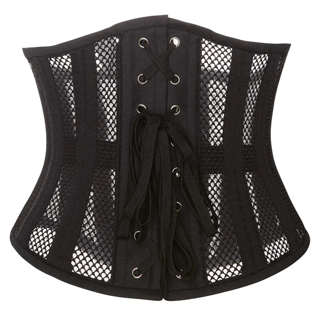 Steel Boned Mesh Underbust Waist Cincher Corset - T-Shirts - Lingerie - 2