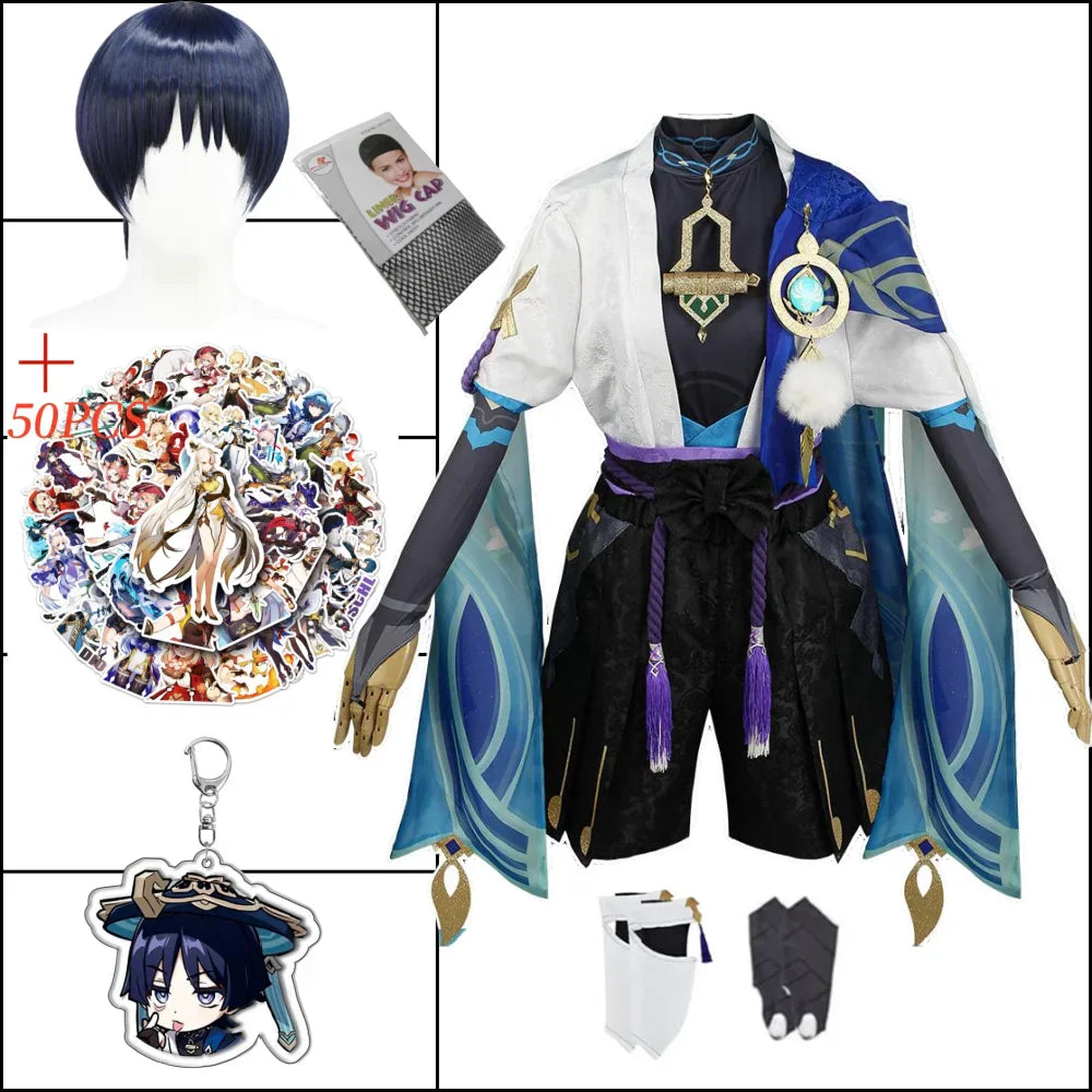 Wanderer Scaramouche Cosplay Costume - Balladeer Hat Uniform - Kunikuzushi - A4 Costume Wig / XS / CHINA | scaramouche