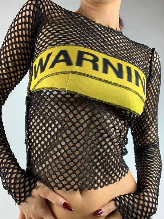 Warning Fishnet Top - T-Shirts - Clothing Tops - 1 - 2024