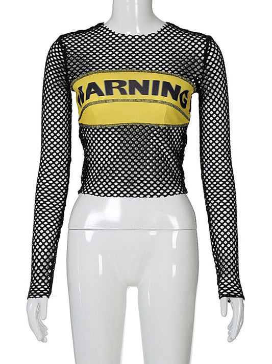 Warning Fishnet Top - T-Shirts - Clothing Tops - 2 - 2024