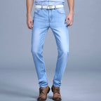 Men’s Washed Slim Blue Denim Pants - Bottoms - 2