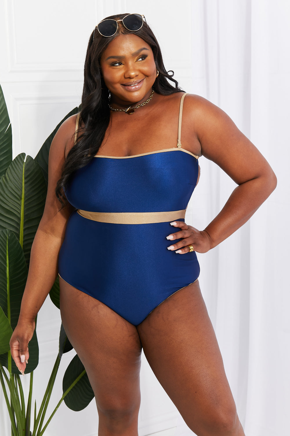 Wave Break Contrast Trim One-Piece - Dark Blue / S - Women’s Clothing & Accessories - Swimwear - 1 - 2024