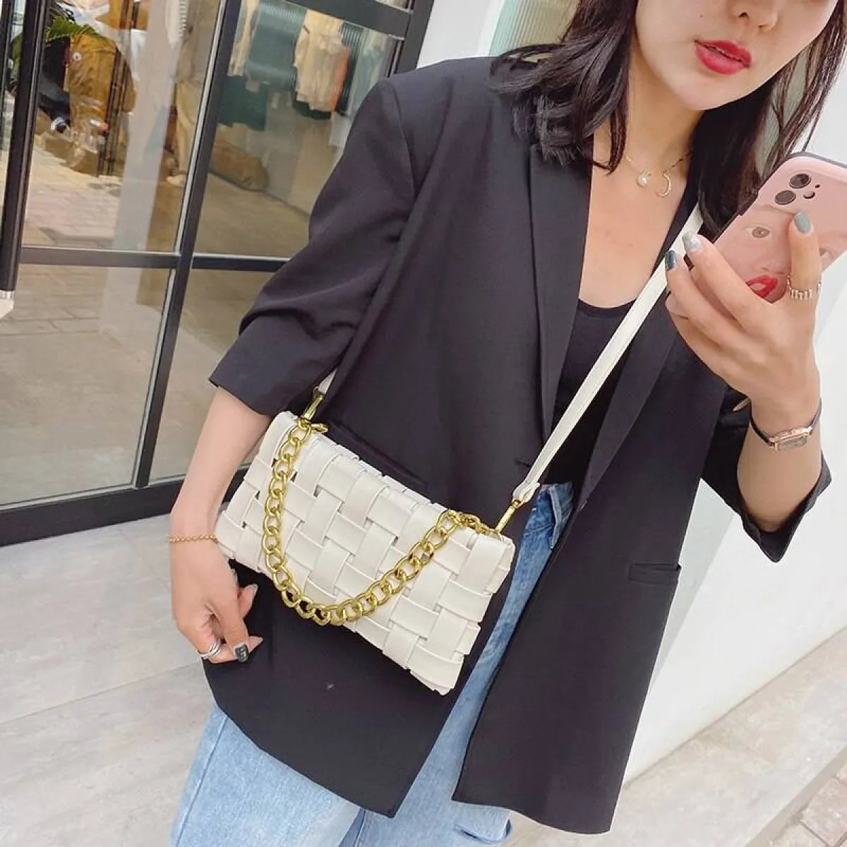 Weave Design Crossbody Bag - Women Bags & Wallets - 4