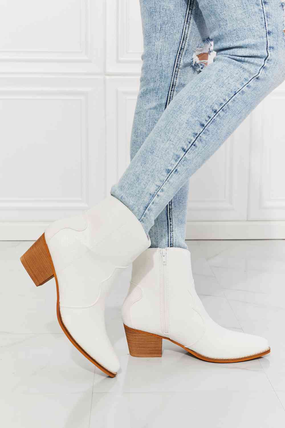 Watertower Town Faux Leather Western Ankle Boots in White - White / 6 - All Products - Shoes - 1 - 2024