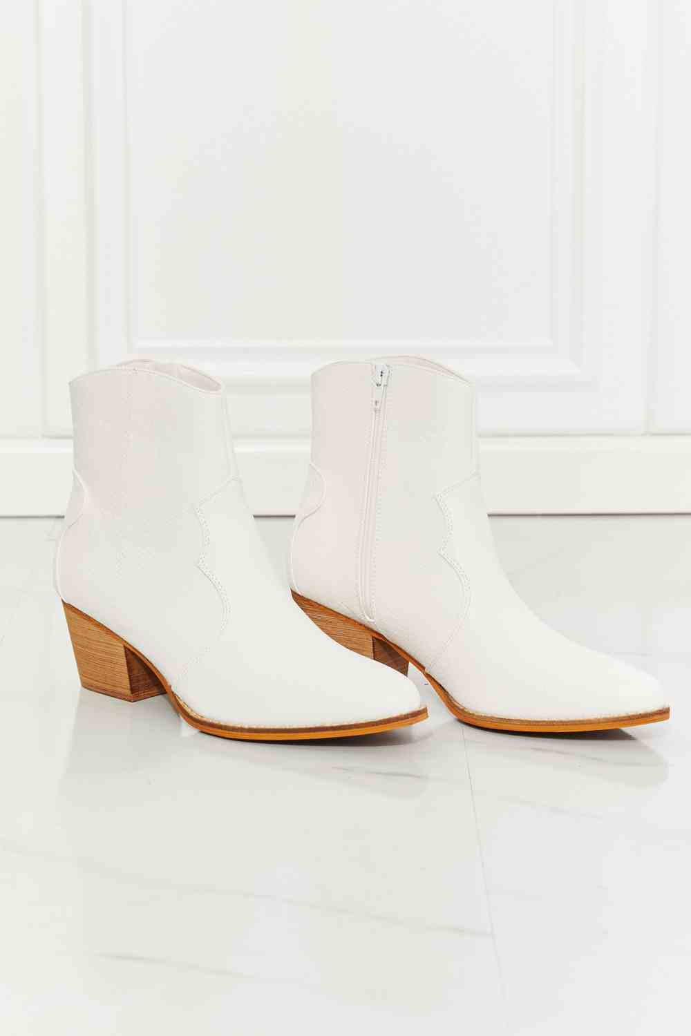 Watertower Town Faux Leather Western Ankle Boots in White - All Products - Shoes - 5 - 2024