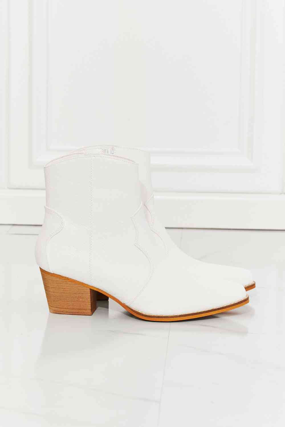 Watertower Town Faux Leather Western Ankle Boots in White - All Products - Shoes - 6 - 2024