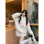 White Bunny Hoodie – Soft Lamb Wool Fleece Pullover Winter Style - Hoodies & Sweatshirts - Hooded - Hoodies - 2