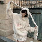White Bunny Hoodie – Soft Lamb Wool Fleece Pullover Winter Style - Hoodies & Sweatshirts - Hooded - Hoodies - 6