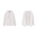 White Bunny Hoodie – Soft Lamb Wool Fleece Pullover Winter Style - Hoodies & Sweatshirts - Hooded - Hoodies - 5