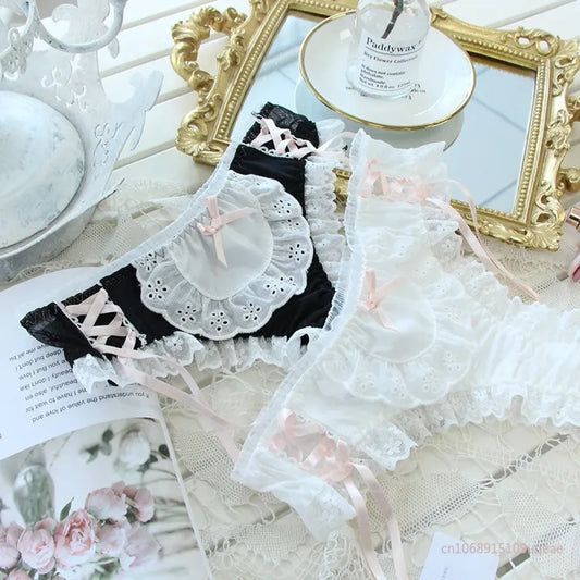 Lace Black and White Cotton Panties - Women’s Clothing & Accessories - Panties - 2