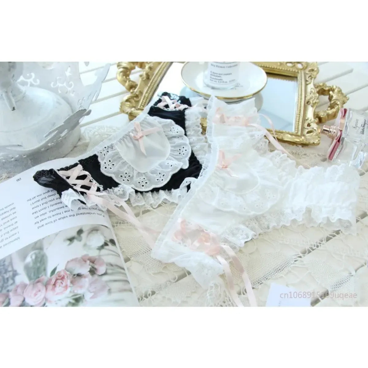 Lace Black and White Cotton Panties - Women’s Clothing & Accessories - Panties - 5