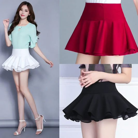 White Flared Kawaii Skater Skirt – High Waist Mini for Summer Looks - Bottoms - Skirts - 1