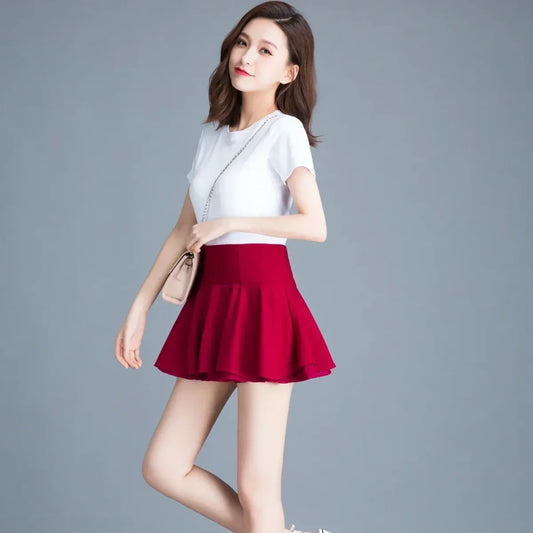 White Flared Kawaii Skater Skirt – High Waist Mini for Summer Looks - Bottoms - Skirts - 2