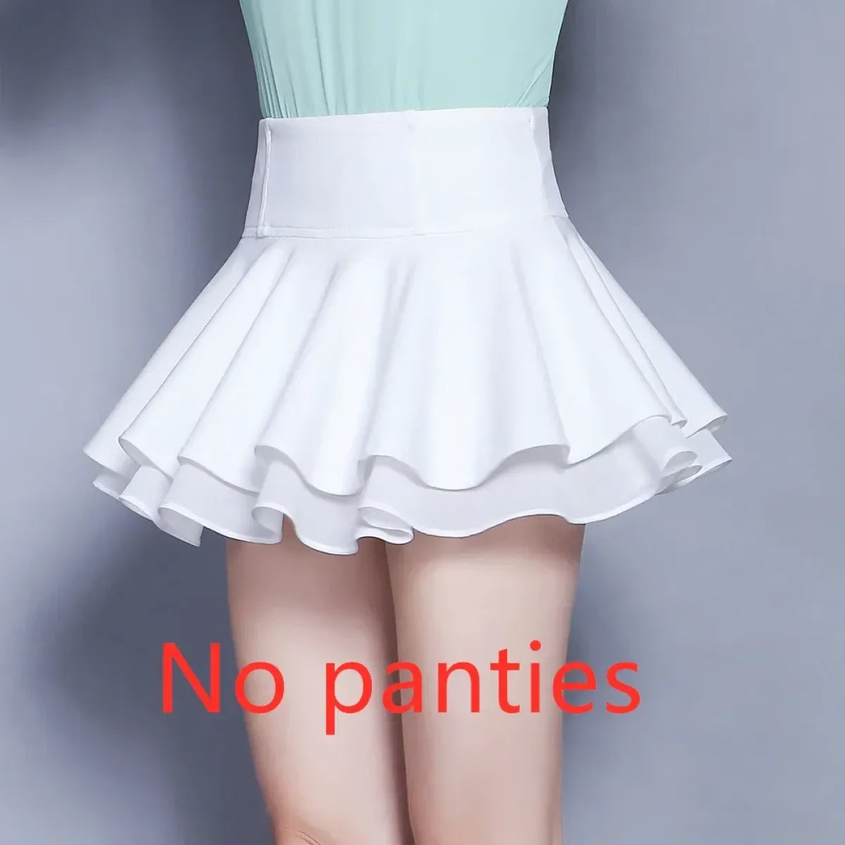 White Flared Kawaii Skater Skirt – High Waist Mini for Summer Looks - Bottoms - Skirts - 9
