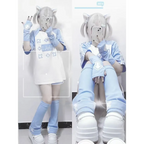 Blue & White Kawaii Harajuku Tops – Y2K Anime Print Top - T-Shirts - Short - Round - T-Shirts - 3