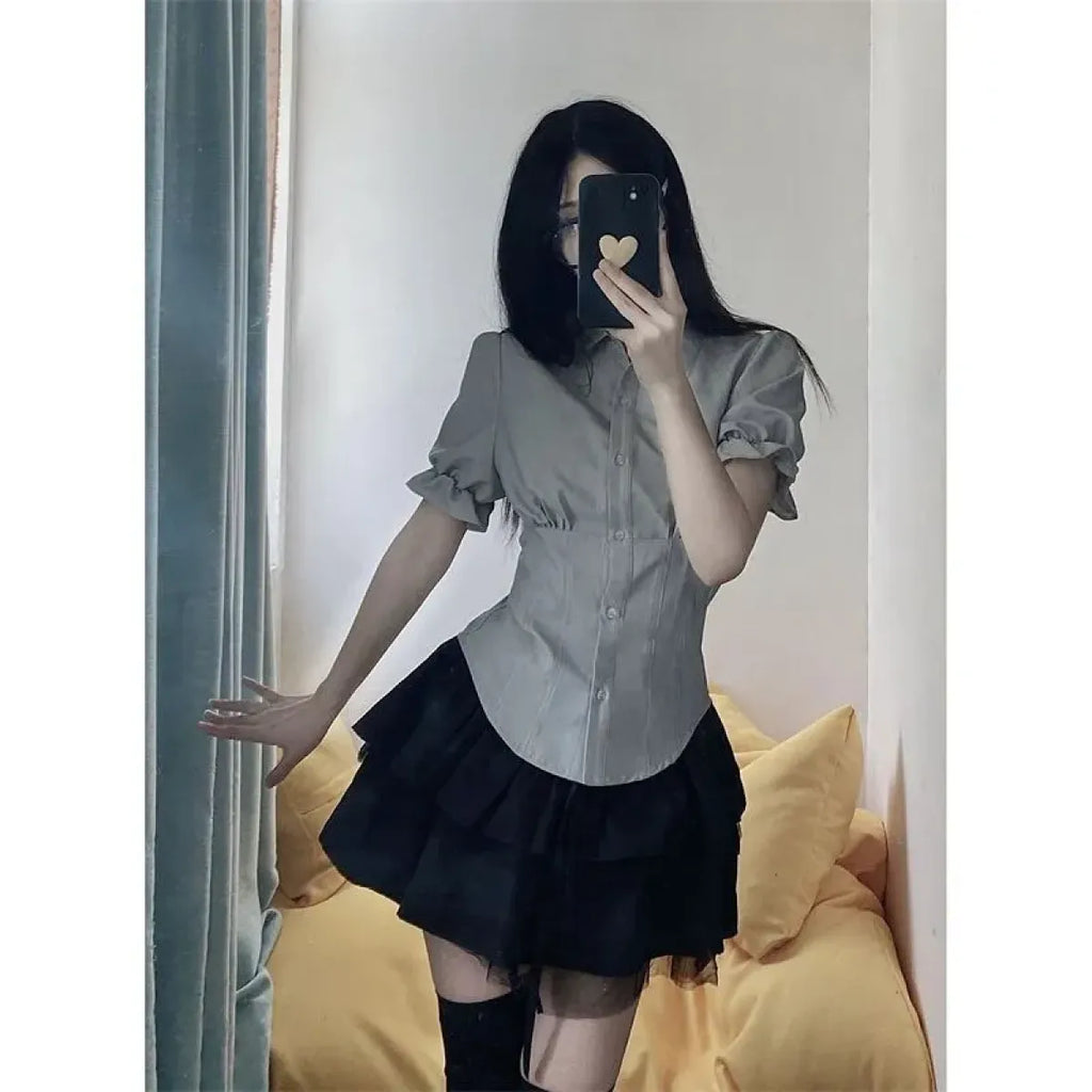 Sexy White Korean Fashion Blouse - Harajuku Chic Slim Top - Blouses & Shirts - 6