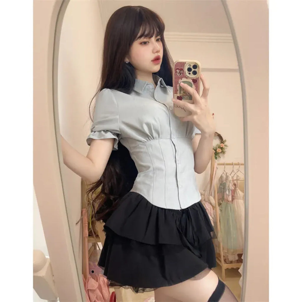 Sexy White Korean Fashion Blouse - Harajuku Chic Slim Top - Blouses & Shirts - 9