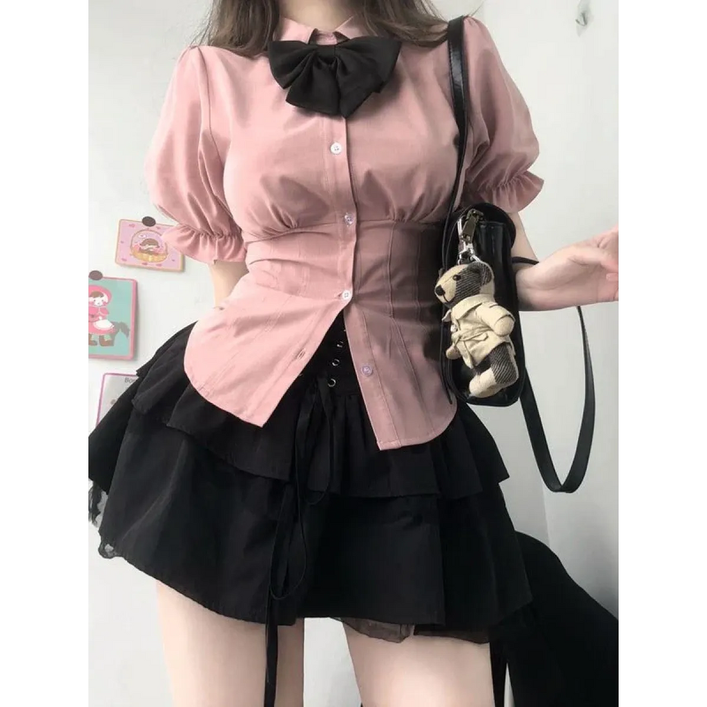 Sexy White Korean Fashion Blouse - Harajuku Chic Slim Top - Blouses & Shirts - 2