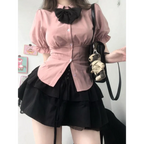 Sexy White Korean Fashion Blouse - Harajuku Chic Slim Top - Blouses & Shirts - 2