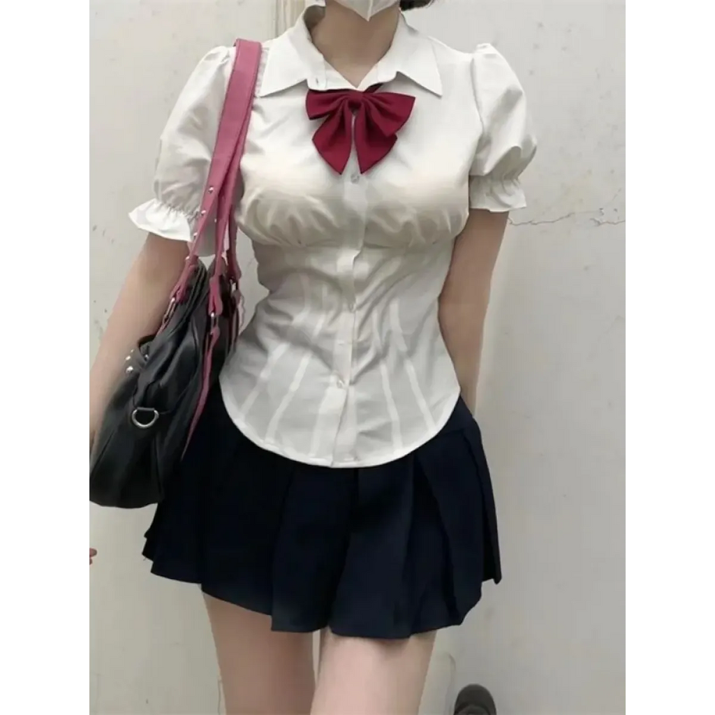 Sexy White Korean Fashion Blouse - Harajuku Chic Slim Top - Blouses & Shirts - 1