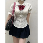 Sexy White Korean Fashion Blouse - Harajuku Chic Slim Top - Blouses & Shirts - 1