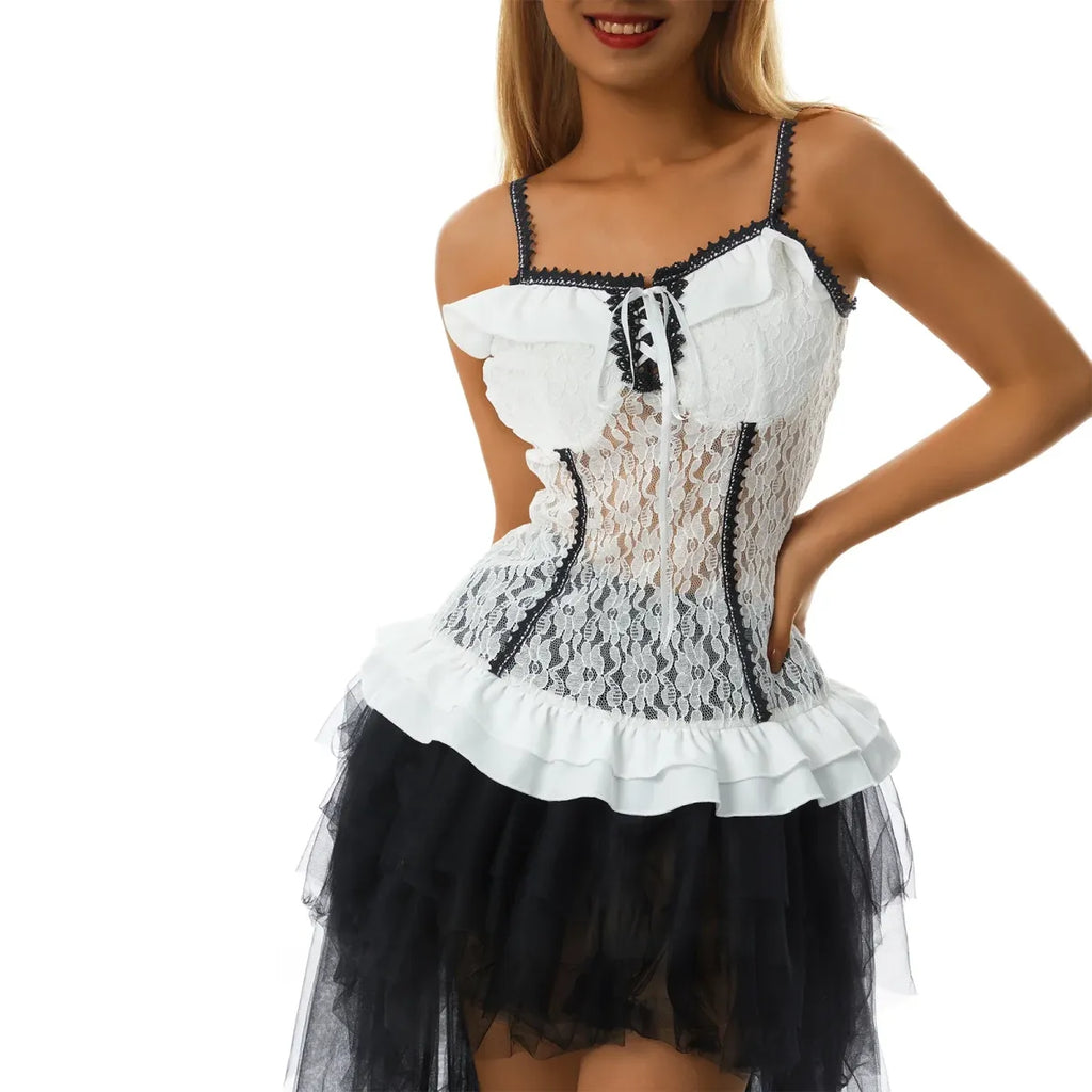 White Lace Grunge Cami Tank Top – Harajuku E-girl Punk Sleeveless Vest - Women’s Clothing & Accessories - Strapless