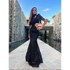 White Lace Turtleneck Dress: Sexy Slim Fit with Tassel Sleeves - All Dresses - 7