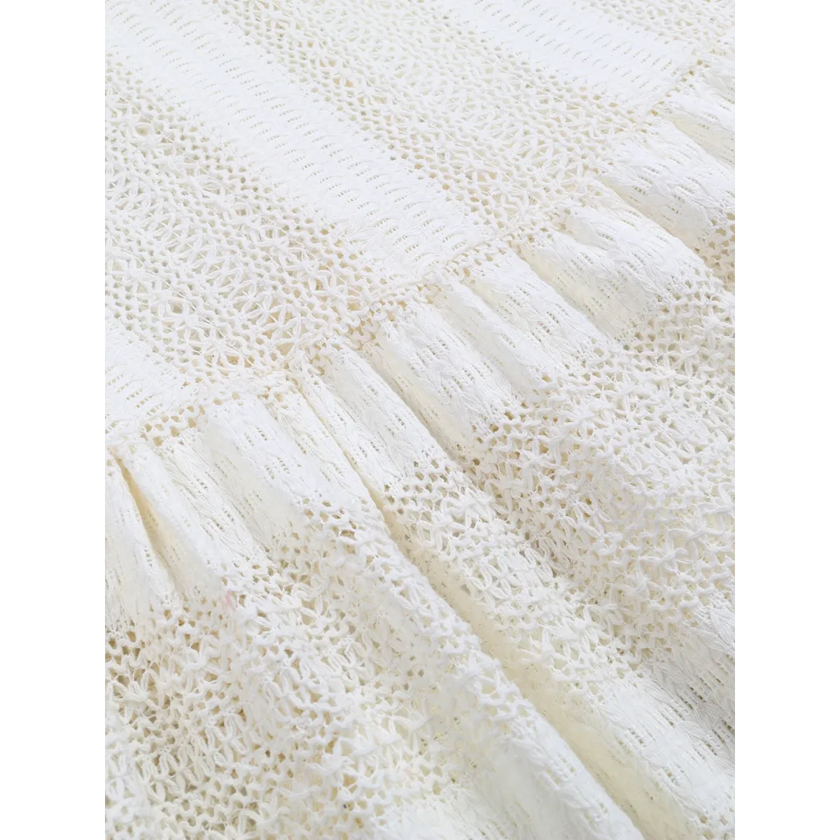 White Lace Turtleneck Dress: Sexy Slim Fit with Tassel Sleeves - All Dresses - 13