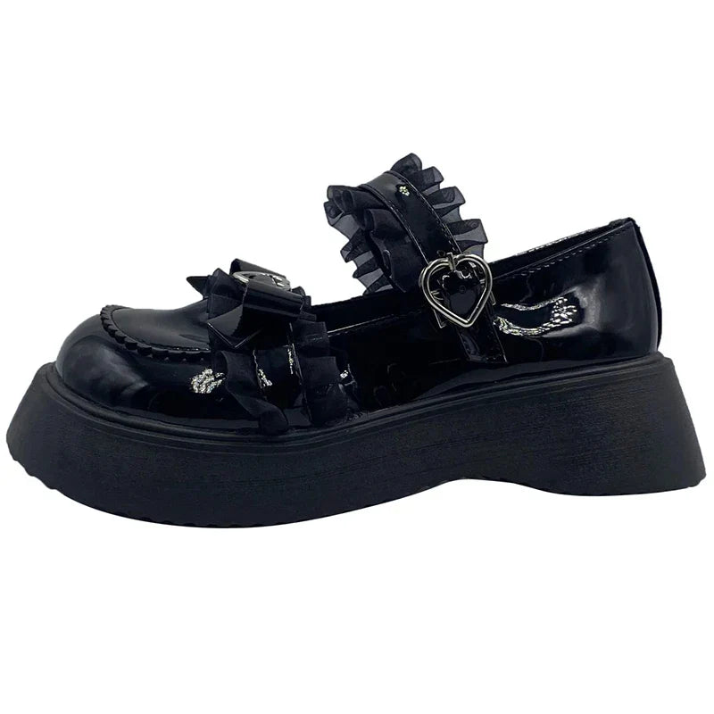 White Lolita Lace Bowknot Shoes - black / 35 / CHINA - Accessories - Shoes - 8 - 2024