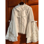White Lolita Ruffle Lace Blouse - Women’s Clothing & Accessories - Long - Blouses - 1
