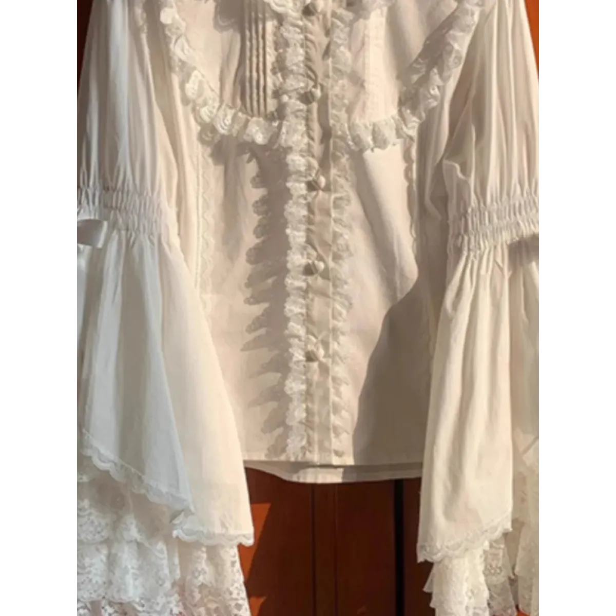 White Lolita Ruffle Lace Blouse - Women’s Clothing & Accessories - Long - Blouses - 5