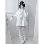 White Oversized Harajuku Hoodie – Embroidered Y2K Aesthetic Zip-Up - Women’s Clothing & Accessories - Round - Women’s