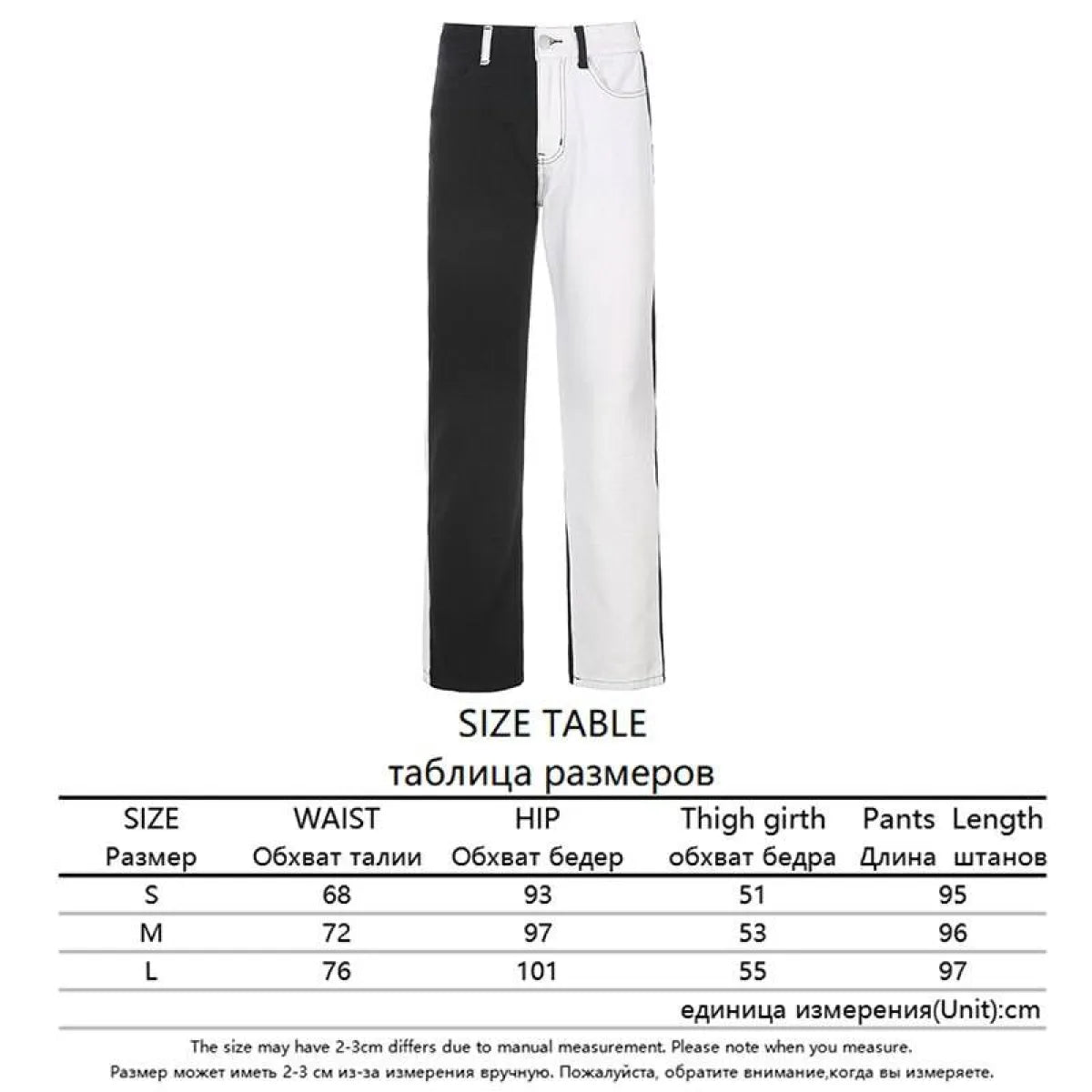 Black and White Patchwork Jeans - Bottoms - 8