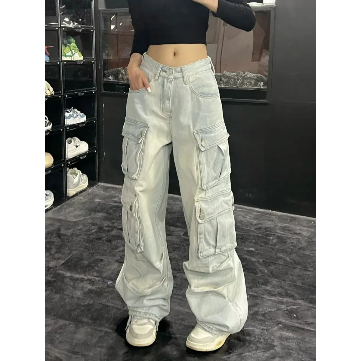 Y2K Multi Pocket Wide Leg Cargo Jeans - Bottoms - Jeans - 1