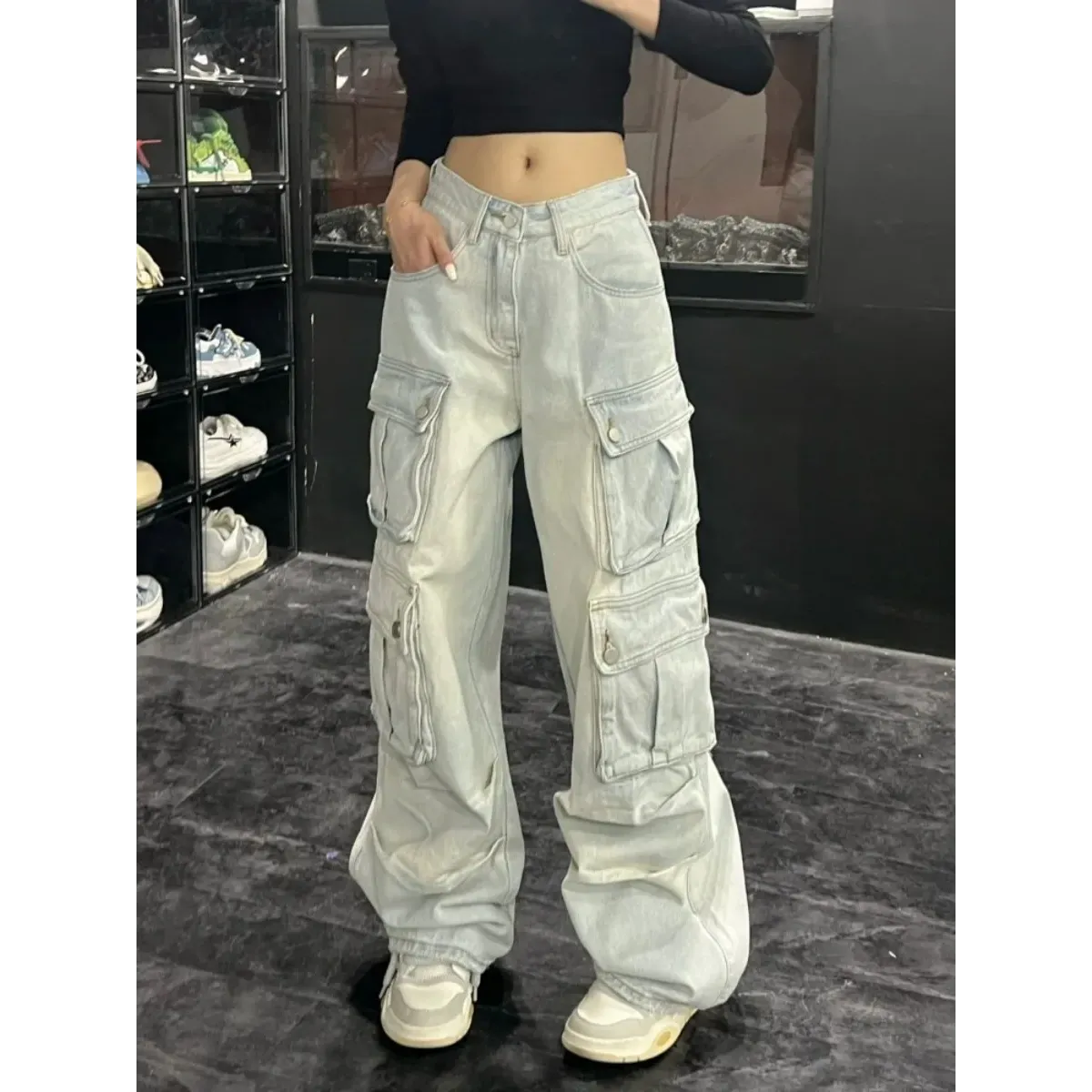 Y2K Multi Pocket Wide Leg Cargo Jeans - Bottoms - Jeans - 2