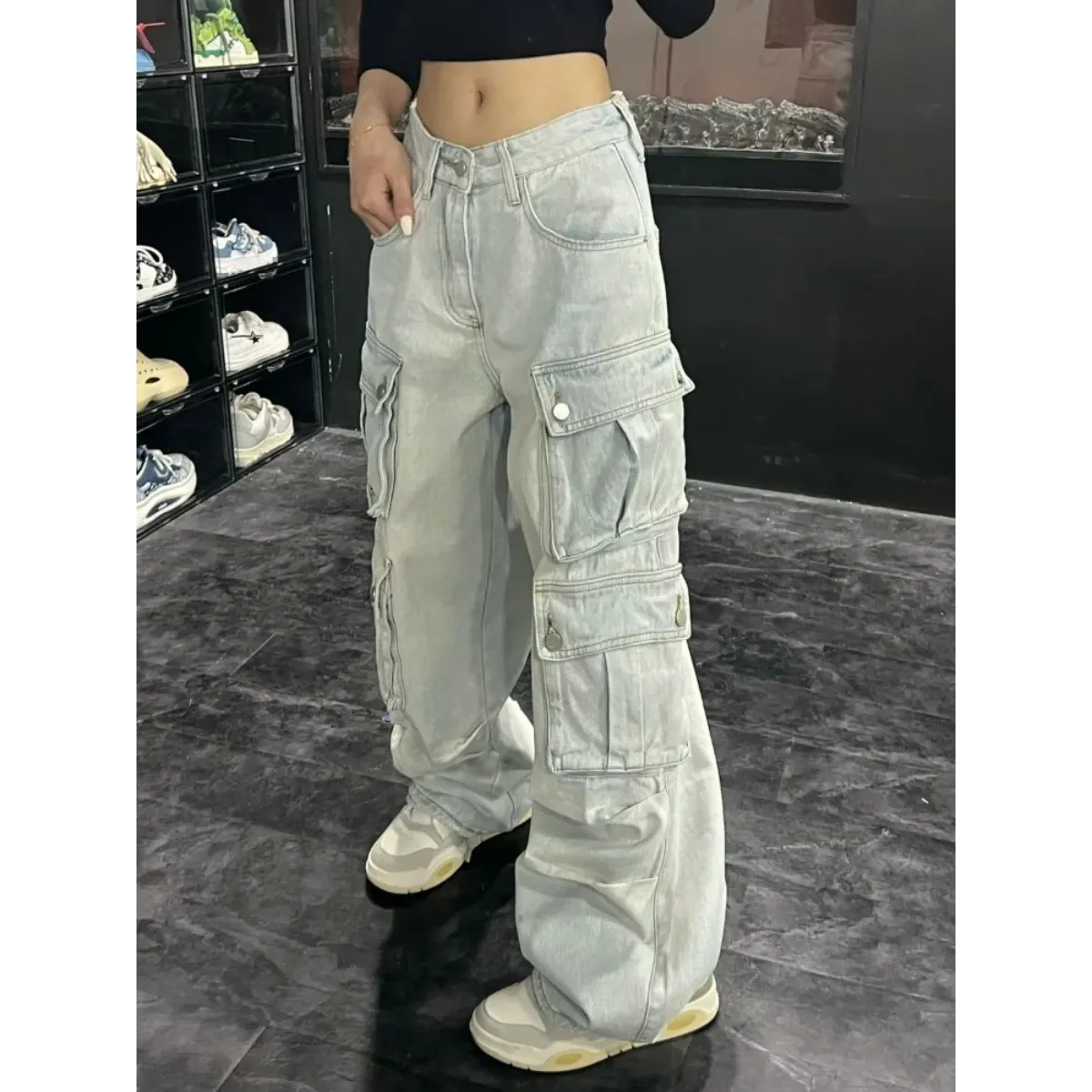 Y2K Multi Pocket Wide Leg Cargo Jeans - Bottoms - Jeans - 3