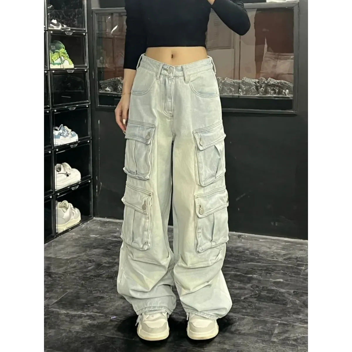 Y2K Multi Pocket Wide Leg Cargo Jeans - Bottoms - Jeans - 4