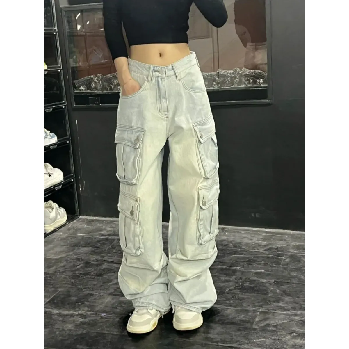 Y2K Multi Pocket Wide Leg Cargo Jeans - Bottoms - Jeans - 5