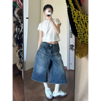 Vintage Wide Leg Denim Jorts – Low Rise Baggy Harajuku Style - Shorts - Shorts - 3