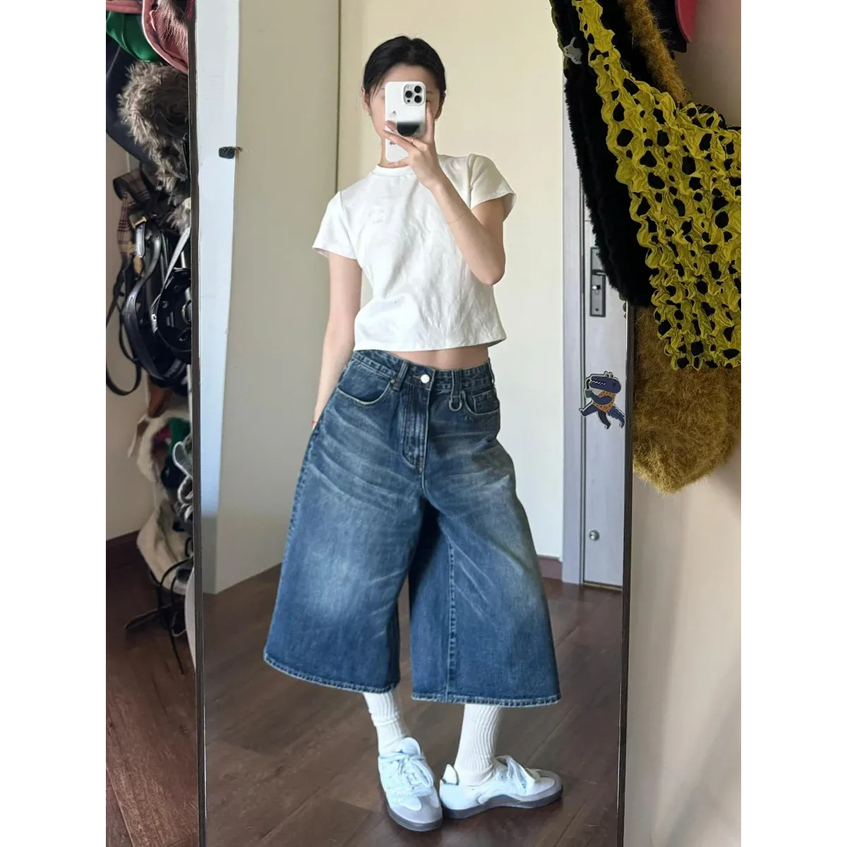 Vintage Wide Leg Denim Jorts – Low Rise Baggy Harajuku Style - Shorts - Shorts - 3