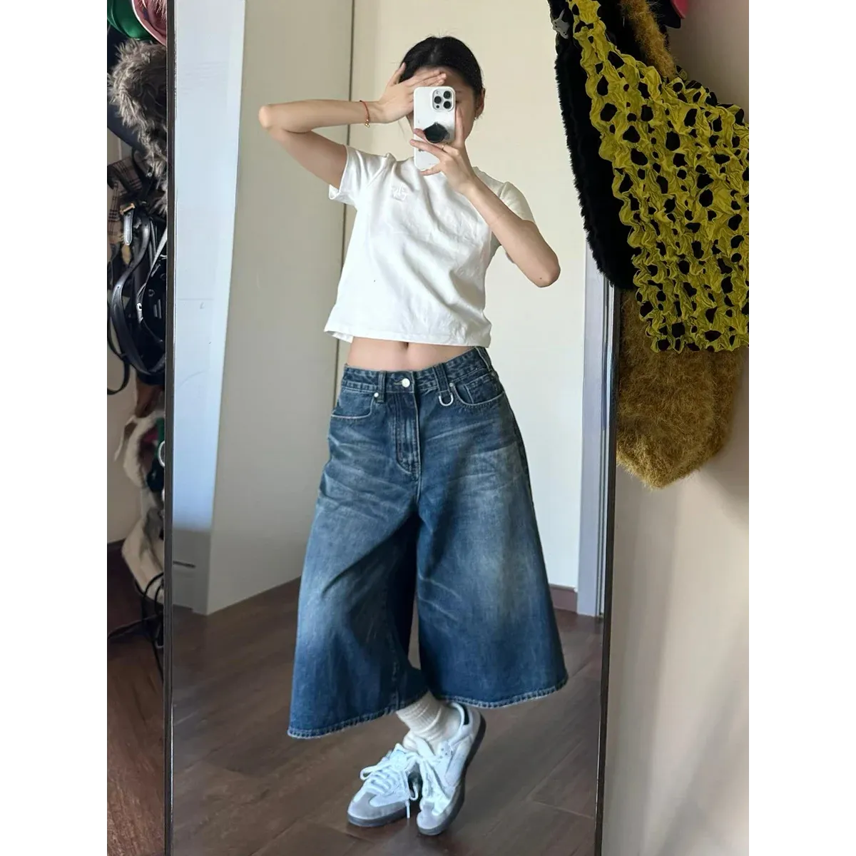 Vintage Wide Leg Denim Jorts – Low Rise Baggy Harajuku Style - Shorts - Shorts - 4