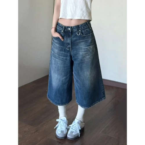 Vintage Wide Leg Denim Jorts – Low Rise Baggy Harajuku Style - Shorts - Shorts - 2