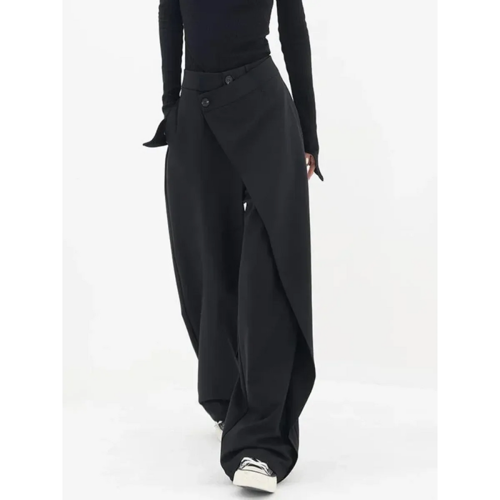Gothic Japanese Wide Leg Irregular Suit Pants - Bottoms - Pants - 1