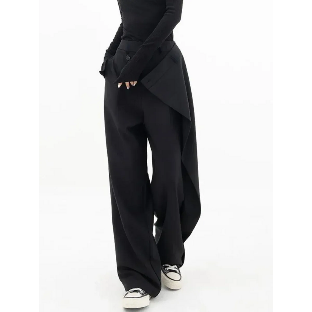 Gothic Japanese Wide Leg Irregular Suit Pants - Bottoms - Pants - 2