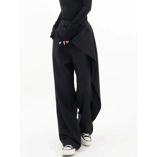 Gothic Japanese Wide Leg Irregular Suit Pants - Bottoms - Pants - 2