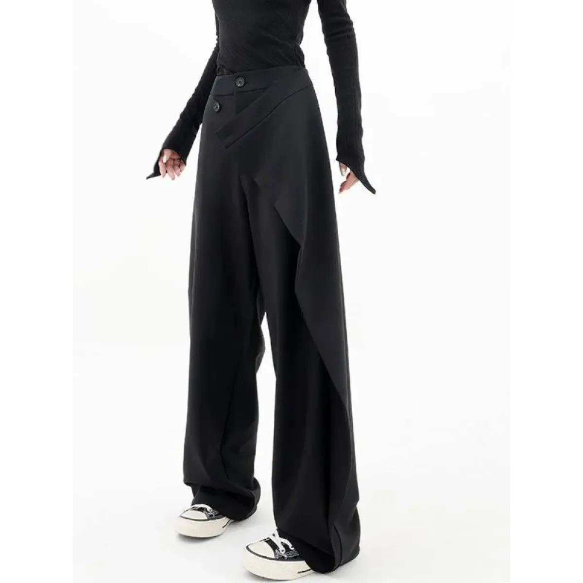 Gothic Japanese Wide Leg Irregular Suit Pants - Bottoms - Pants - 5