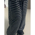 Grunge Stripe Knit Wide Leg Pants - Bottoms - Trousers - 4