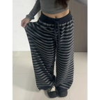 Grunge Stripe Knit Wide Leg Pants - Bottoms - Trousers - 6
